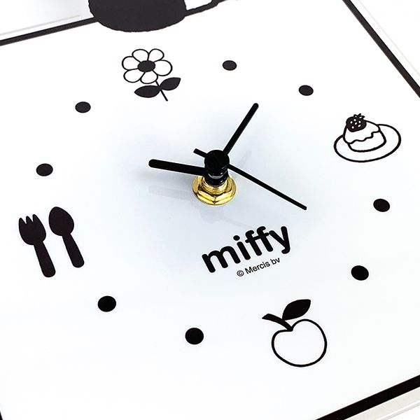 ミッフィー グッズ MIFFY インテリアクロック のっかり BK モノクロ