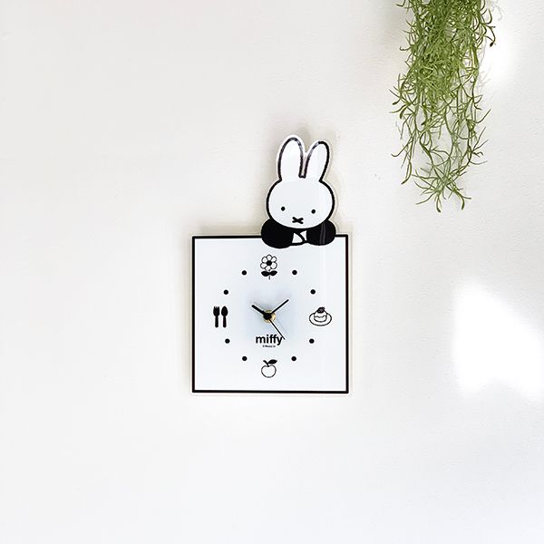 ミッフィー グッズ MIFFY インテリアクロック のっかり BK モノクロ