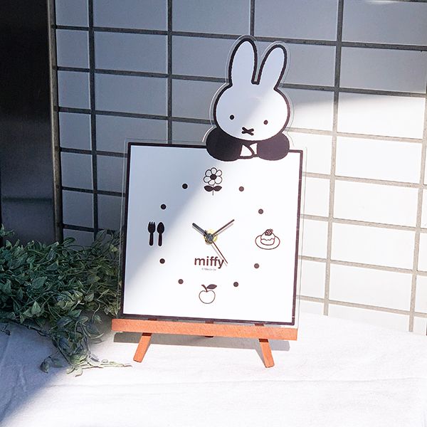 ミッフィー グッズ MIFFY インテリアクロック のっかり BK モノクロ