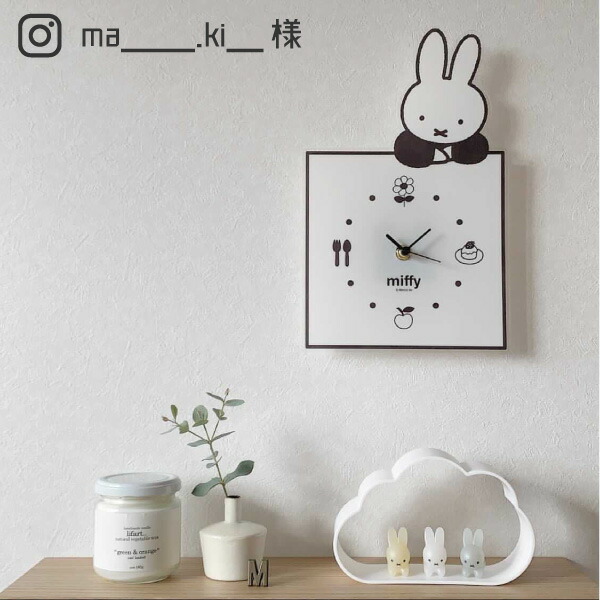 ミッフィー グッズ MIFFY インテリアクロック のっかり BK モノクロ