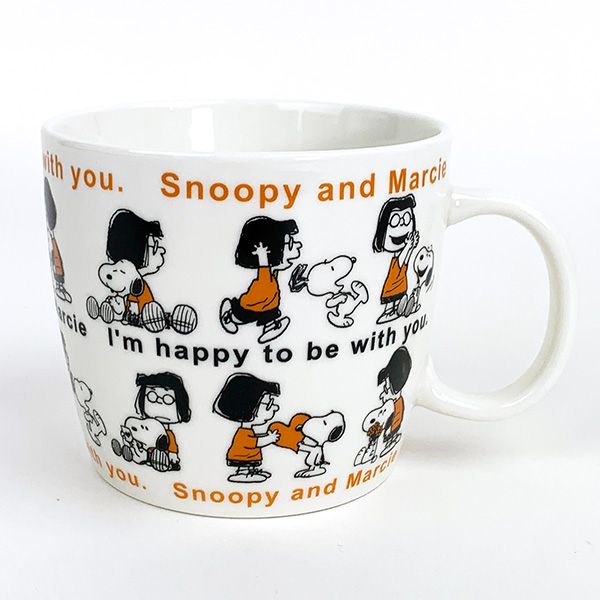 スヌーピー ほっこりマグ L （スヌーピー＆マーシー） オレンジ スープカップ 約380ml SNOOPY画像
