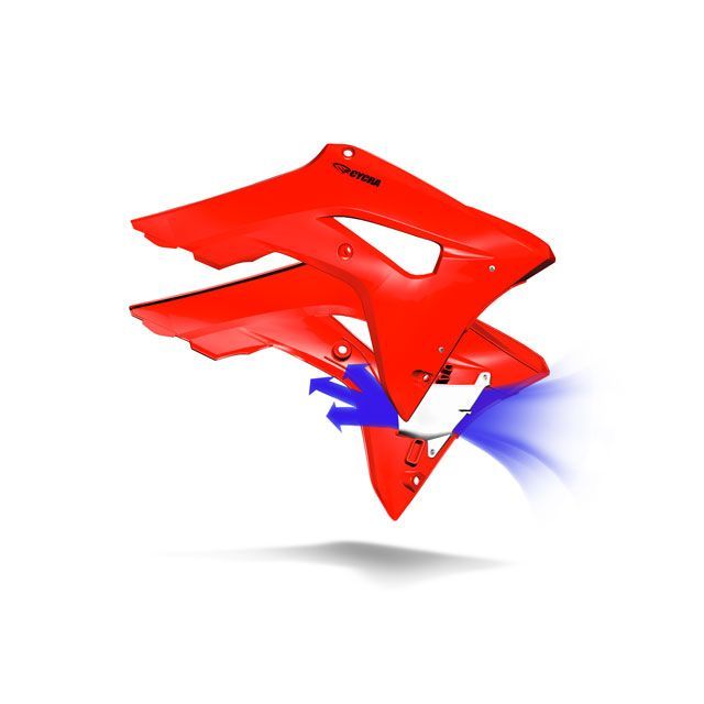 サイクラ HONDA ファクトリー パワーフローインテークラジエターシュラウドCRF450R/RX（17-18） CRF450R/RX カラー レッド 1889-32｜モトメガネ 店