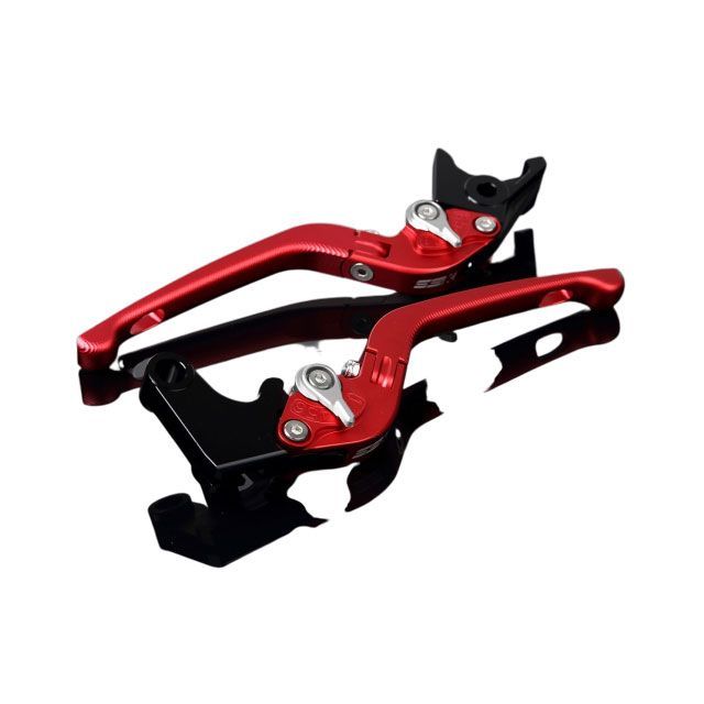 SPEEDRA アルミビレットアジャストレバーセット 3D可倒式（レバー本体：マットレッド） アジャスター マットシルバー LVDM068RD-SR｜モトメガネ 店