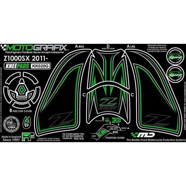 モトグラフィックス ボディパッド Knee＆Tanktop＆Fuel Cap Cover カワサキ Z1000SX タイプ KK020G MT-KK020G｜モトメガネ 店