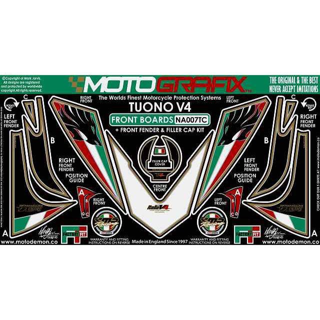 モトグラフィックス ボディパッド Front fender＆Filter cap アプリリア タイプ NA007TC MT-NA007TC｜モトメガネ 店