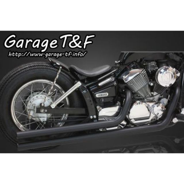 ガレージT&F ロングドラッグパイプマフラー タイプII ドラッグスター250 カラー ブラック ・DS250ML23|モトメガネ 店