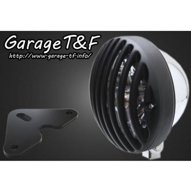 ガレージT&F 5.75インチバードゲージヘッドライト＆ライトステー（タイプF）キット グラストラッカー グラストラッカービッグボーイ ヘッドライト メッキ ゲージ ブラック ・GT250HL20