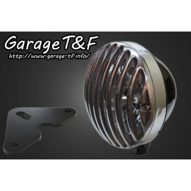 ガレージT&F 5.75インチバードゲージヘッドライト＆ライトステー（タイプF）キット グラストラッカー グラストラッカービッグボーイ ヘッドライト ブラック ゲージ ポリッシュ ・GT250HL19