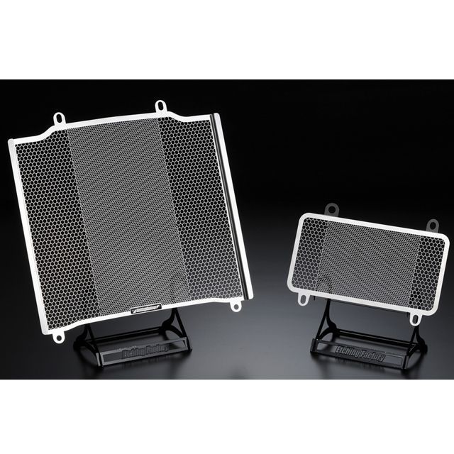 エッチングファクトリー ZZR1100-C型(90~92)用 ラジエター&オイルクーラーガードSET ZZR1100 カラー 黒エンブレム ROK-ZZR1100-00-bl