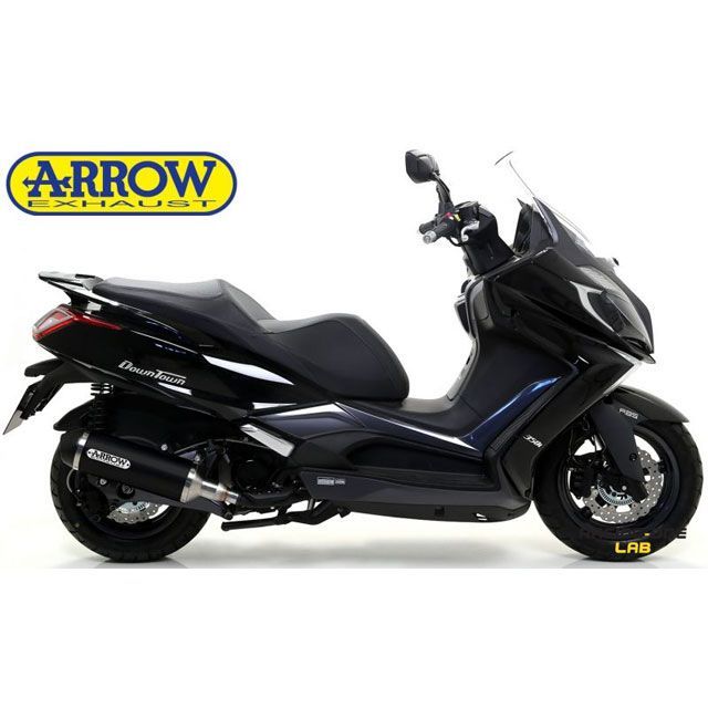 アロー Kymco Downtown 350I 2016/2019 Eマーク Urban ブラックアルミエキゾースト ブラックINOXエンドキャップ リンクパイプ ｜ 53533ANN arr_53533ANN｜モトメガネ 店