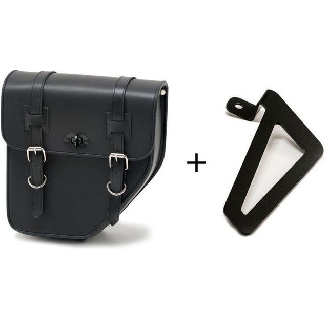 カスタムアクセス Ibiza Leather Saddlebag With Metal Base Left Side ＋ Universal Support Left Side Black ｜ APS016N cma_APS016N