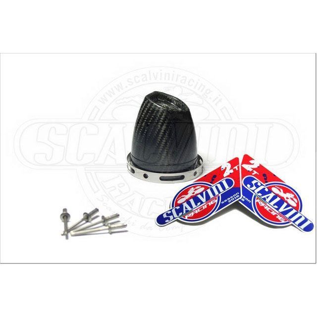 スカルビーニ カーボン ファイバーエンドキャップ ＋ ステンレスバンド ＋ リベット （50cc） ｜ 006.002 sca_006-002