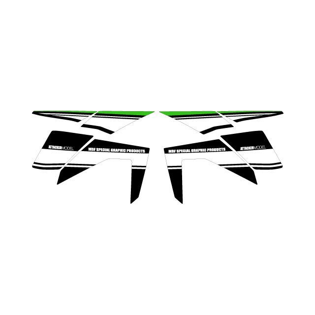 【メーカー直送】エムディーエフ ZX-25R グラフィックキット アタッカーモデル ライムグリーンタイプ（車体色ライムグリーン推奨タイプ） ZX-25R タイプ タンクパーツ M21ZX25-A-SGR-TK