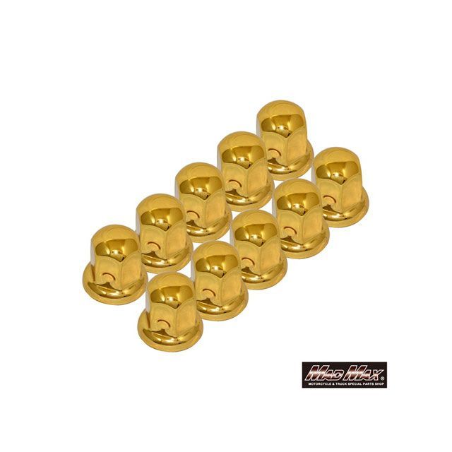 マッドマックス ISO33mm スチール製ナットキャップ フロント リア兼用 高さ50mm ゴールド デコキャップ 10個セット MM74-0017-02