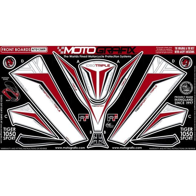 モトグラフィックス ボディパッド フロント ホワイト 1050TIGER SPORT MT-NT013WR｜モトメガネ 店