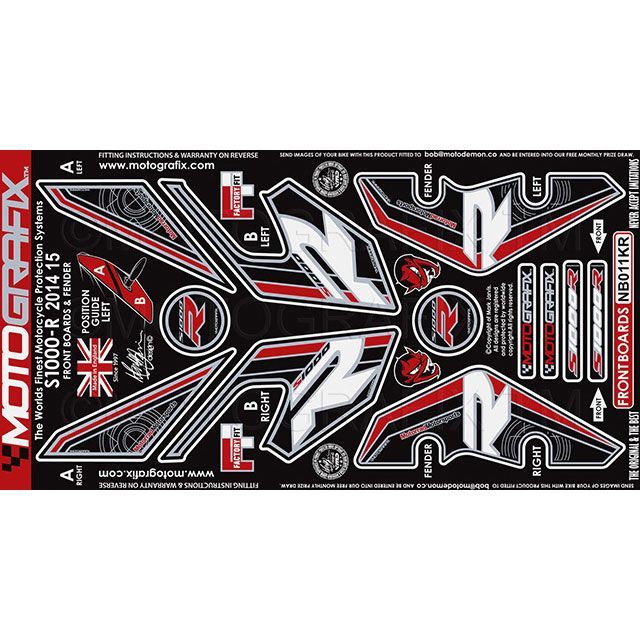モトグラフィックス ボディパッド フロント ブラック/レッド S1000R MT-NB011KR｜モトメガネ 店