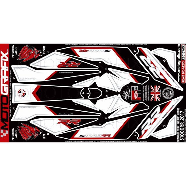 モトグラフィックス ボディパッド リア ホワイト/レッド/ブラック S1000RR MT-RB015WRK｜モトメガネ 店