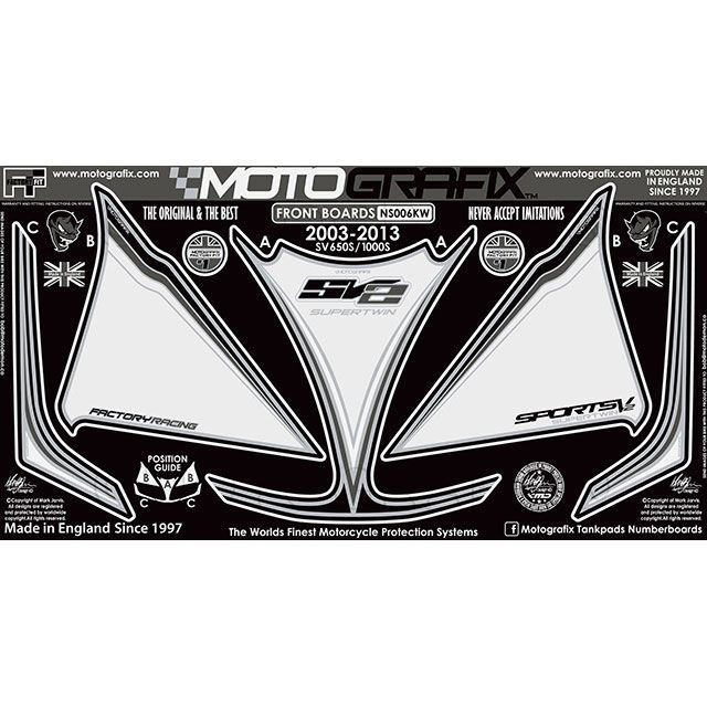 モトグラフィックス ボディパッド フロント（KW） SV650S/1000S MT-NS006KW｜モトメガネ 店