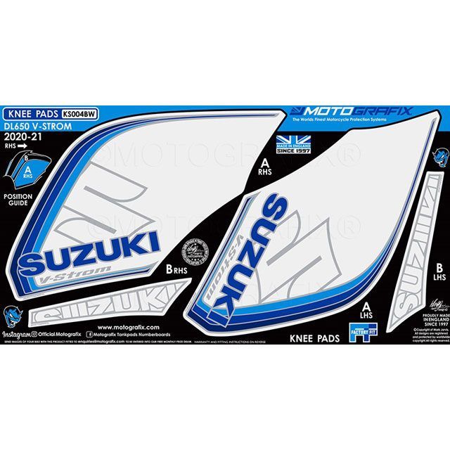 モトグラフィックス ボディパッド ニー V-Strom DL650 XT MT-KS004BW｜モトメガネ 店