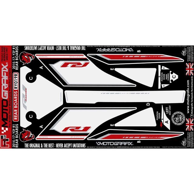モトグラフィックス ボディパッド レッド/ホワイト YZF-R1/M MT-RY019R｜モトメガネ 店