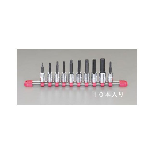 エスコ 3/8”DR/3-12mm + ＃2/10個組 HEX ビットソケット EA618PW