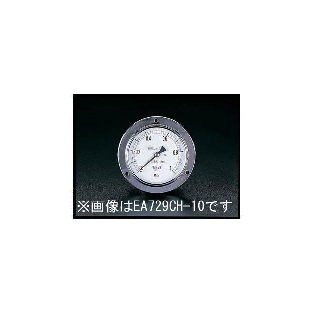 エスコ G 3/8”/75/98mm/0-1.0MPa 埋込み型圧力計 EA729CH-10