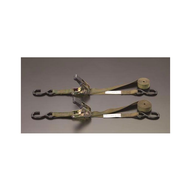 エスコ 25mmx3.6m ベルト荷締機（ラチェット式/カモー2本組） EA982BA-11B