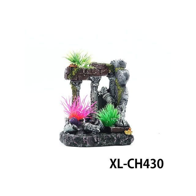 ALFA TEC アクアリウム用品 XL-CH430 柱 水草(小)遺跡 水槽 ケージ 飼育ケース インテリア オーナメント アクセサリー オブジェ オーナメント ジオラマ レイアウト 装飾 置物 観賞魚 爬虫類 熱帯魚 アルファテック