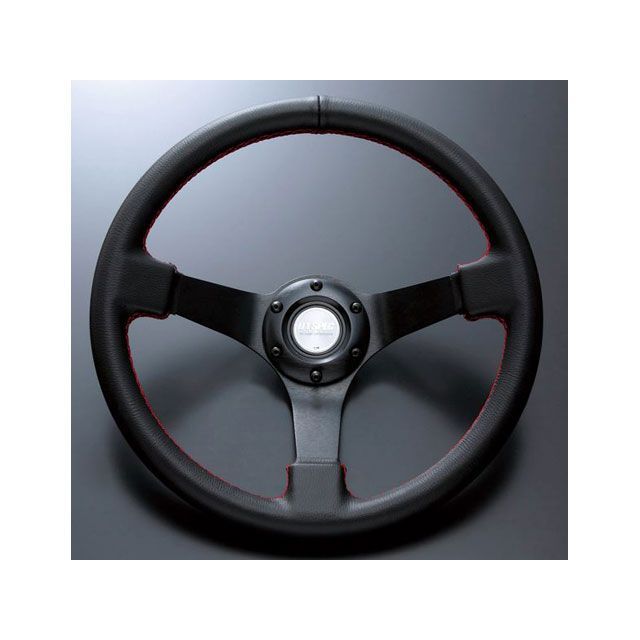 D1 SPEC DEEP80 ステアリング 34パイ ブラックレザー/レッドステッチ DSC-80340RE