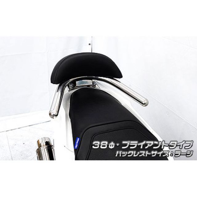 ウイルズウィン PCX160（2BK-KF47）用 バックレスト付き38φタンデムバー ブライアントタイプ PCX160 バックレストサイズ ラージ