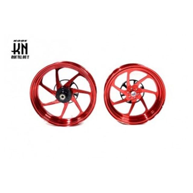 モトオブスポーツ MOS 鍛造アルミホイール前後セット（マットレッド） XMAX250 XMAX300 Y-B74-FG-07-01-KN