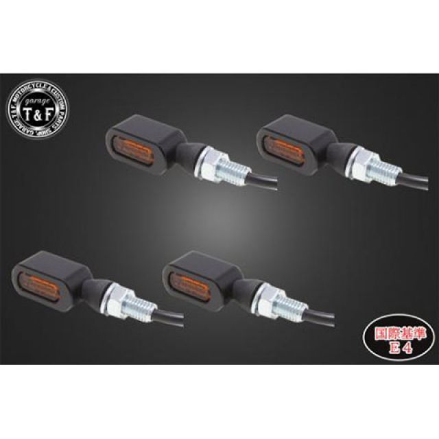 ガレージT&F 超小型スクエアウィンカー（LED）ブラック オレンジレンズ仕様キット 汎用 ウインカーステー F ・SL152BKOF