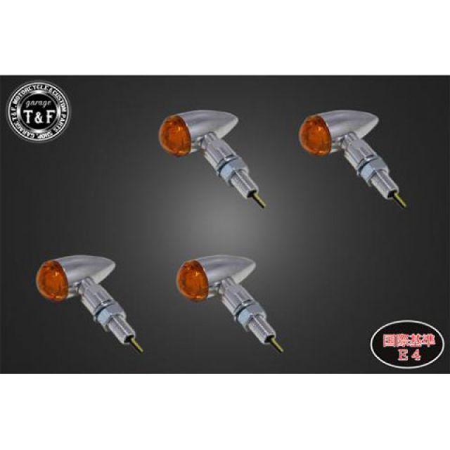 ガレージT&F 超小型砲弾ウィンカー（LED）ポリッシュ オレンジレンズ仕様キット 汎用 ウインカーステー D ・SL151PLOD