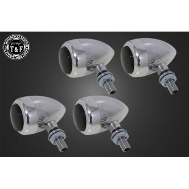 ガレージT&F エッグウィンカー（LED）ポリッシュ ダークレンズ仕様キット 汎用 ウインカーステー C ・SL149PLDC