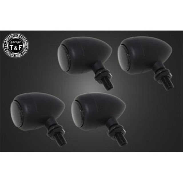 ガレージT&F エッグウィンカー（LED）ブラック ダークレンズ仕様キット 汎用 ウインカーステー D ・SL149BKDD