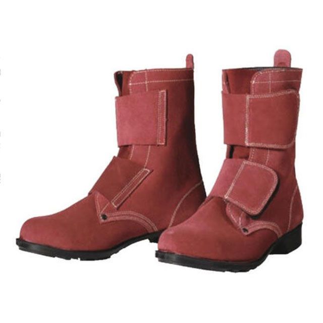 ドンケル T-6 溶接作業用安全靴 鋼製先芯ゴム底 長編上靴 マジック 赤 サイズ 24.0cm T-6