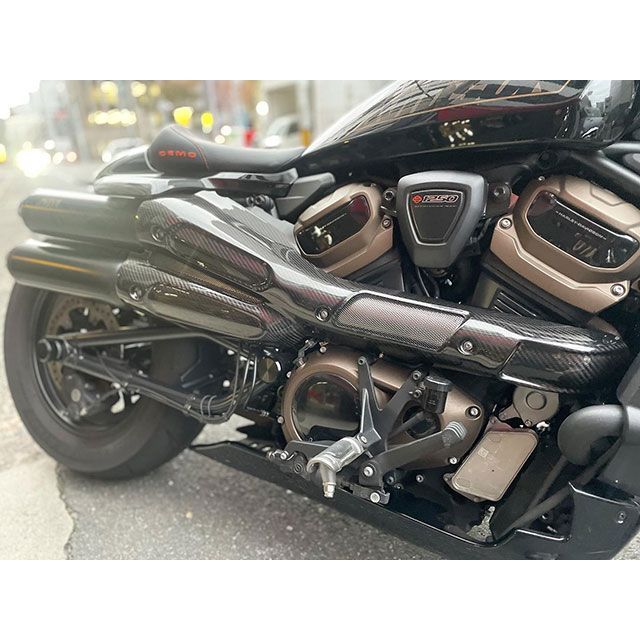 モーターステージ ドライカーボン マフラーヒートガード スポーツスターS 22125011｜モトメガネ 店