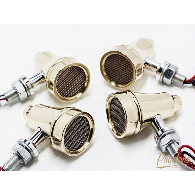 サイクロン ブラス削り出しホーンウインカー 4個セット 汎用 OSC-LIT029|モトメガネ 店