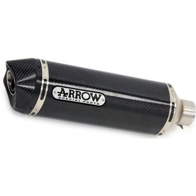 アロー Street Race-Tech Aluminium Dark Silencer with Carby End Cap-ショートバージョン、エンドキャップカーボン、ECEホモログ、DBキラーが含まれています ｜ 73518AKNC FORZA …