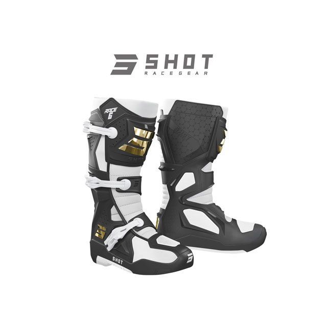 SHOT RACE GEAR ブーツ RACE 6（ブラック/ホワイト/ゴールド） サイズ 42 A09-24B1-A07-42 26,244円