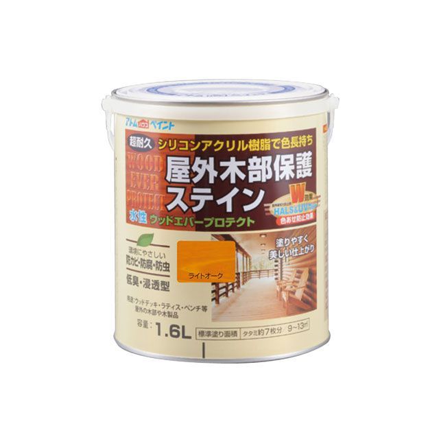 アトムハウスペイント 水性ウッドエバープロテクト1.6Lライトオーク