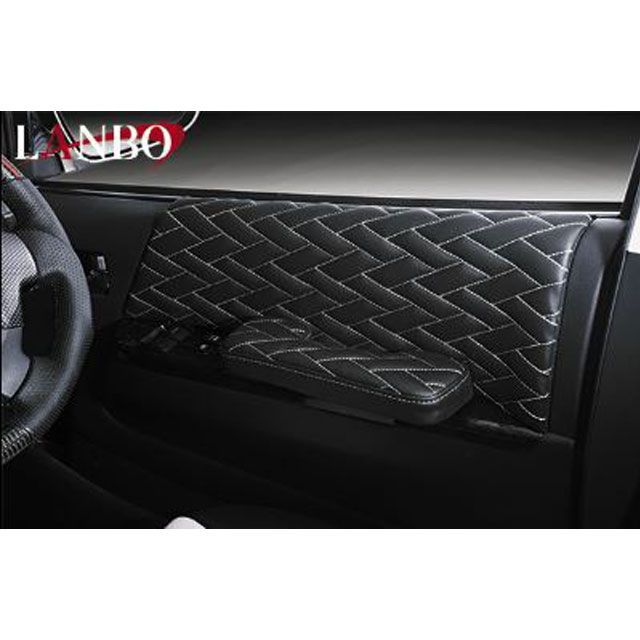 LANBO ドアアームレスト Type LUXE 200ハイエース 1-4型（ブラック×シルバーステッチ） LUXE-1549B-SI
