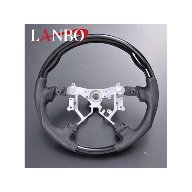 LANBO ステアリング ガングリップ 200ハイエース 3型（ピアノブラック） LST118