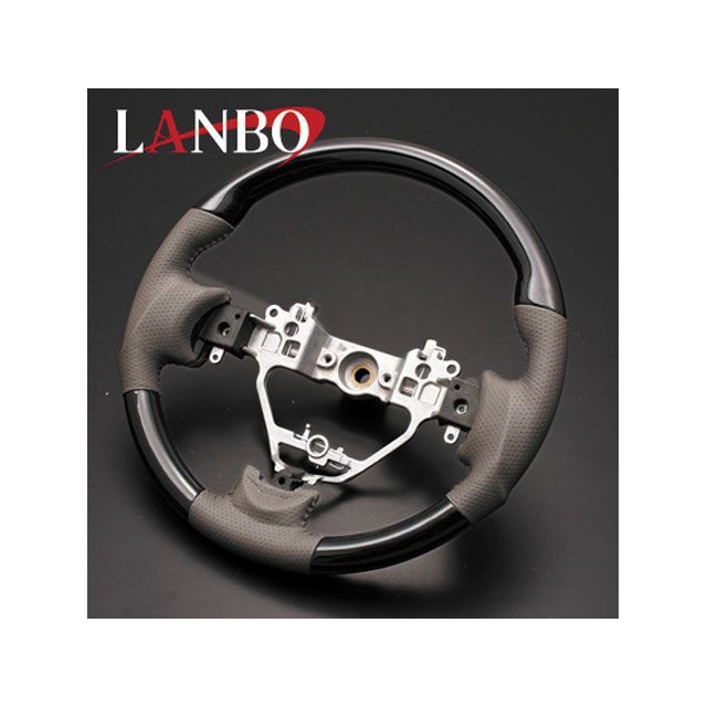 LANBO デザインステアリング ガングリップ エブリイワゴン DA17W（ピアノブラックグレーレザー） LSS01SP3｜モトメガネ 店