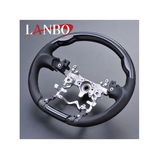 LANBO デザインステアリングガングリップ 30プリウス（黒木目/内装色ミディアムグレー） LS64｜モトメガネ 店