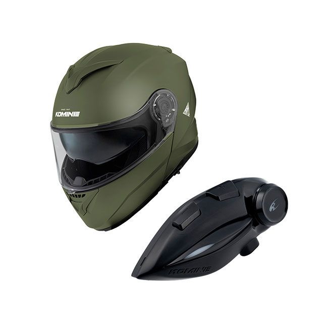 コミネ KK-902モーターサイクルインターカム＋HK-171システムヘルメット（オリーブ） サイズ L ・00-171