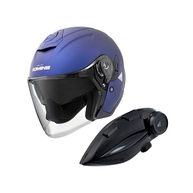 コミネ KK-902モーターサイクルインターカム+HK-172 FL コンポジェットFRPジェットヘルメット(マットメタルブルー) サイズ XL ・00-172