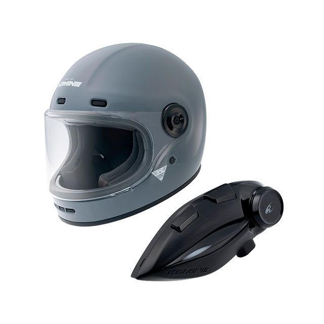 コミネ KK-902モーターサイクルインターカム＋HK-190ネオレトロフルフェイスヘルメット（バサルトグレイ） サイズ L ・00-190