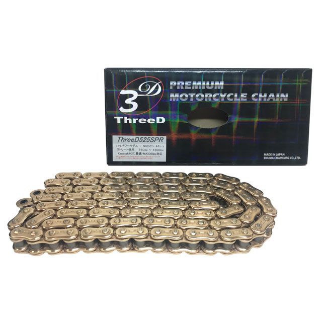 江沼チェーン NXリングシール ThreeD 525SPR GP/GP MLJ 750～1300cc カラー ゴールド リンク数 142L JAN_4571291796584