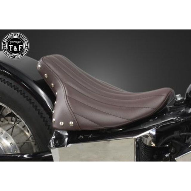 ガレージT&F スティード400 フラットフェンダー専用 スタッド付きシングルシート バーチカル（ブラウン） STEED400 ・608123
